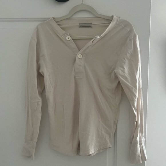 Urban Outfitters Cream Long Sleeve Henley Shirt - Picture 1 of 2